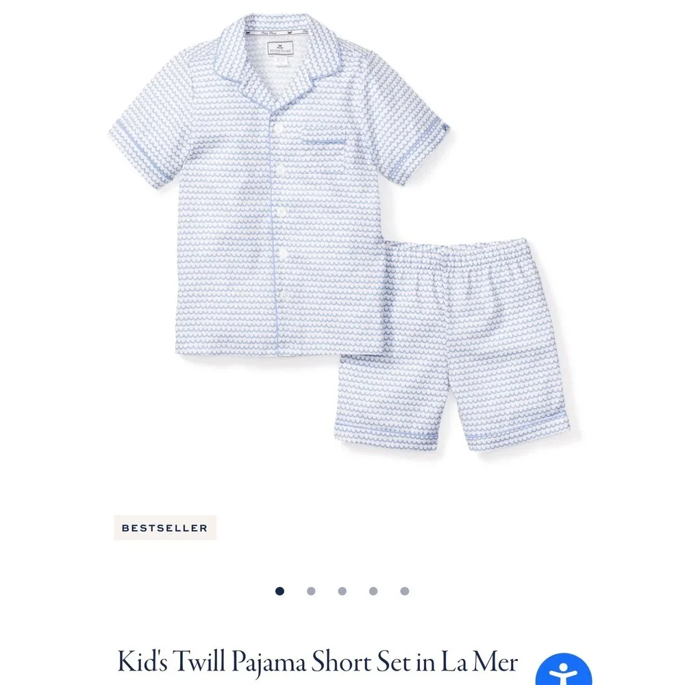Petite Plume Twill Pajama Short Set Boys 5 Blue La Mer Nautical Preppy Waves Pjs